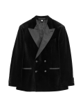 Pure Cotton Velvet Double Breasted Blazer