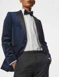 Slim Fit Velvet Peak Lapel Jacket