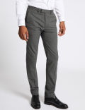 Grey Textured Skinny Fit Trousers