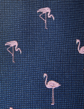 Woven Flamingo Pure Silk Tie