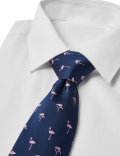 Woven Flamingo Pure Silk Tie
