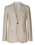 Textured Regular Fit Linen Suit Jacket