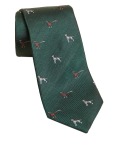 Dog and Pheasant Print Pure Silk Tie