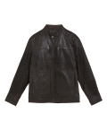 Leather Double Collar Utility Jacket