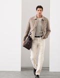 Wool Blend Zip Through Harrington Jacket