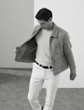 Wool Blend Zip Through Harrington Jacket