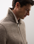Wool Blend Zip Through Harrington Jacket