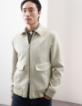 Wool Blend Harrington Bomber Jacket