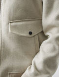 Wool Blend Harrington Bomber Jacket