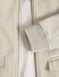 Wool Blend Harrington Bomber Jacket