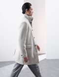 Wool Blend Funnel Neck Coat