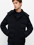 Feather and Down Technical Wool Puffer Jacket