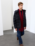 Feather and Down Technical Wool Puffer Jacket