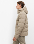 Feather and Down Technical Wool Puffer Jacket