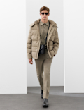 Feather and Down Technical Wool Puffer Jacket