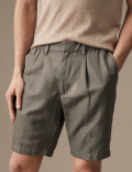 Cotton Linen Elasticated Waist Chino Shorts