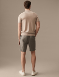 Cotton Linen Elasticated Waist Chino Shorts