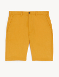 Linen Mix Plain Regular Fit Shorts