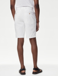 Linen Mix Plain Regular Fit Shorts