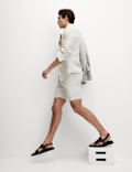 Cotton Linen Blend Elasticated Waist Shorts