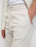 Cotton Linen Blend Elasticated Waist Shorts