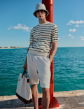 Cotton Linen Blend Elasticated Waist Shorts
