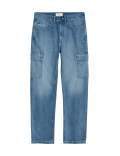 Straight Fit Denim Cargo Jeans