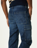 Straight Fit Denim Cargo Jeans