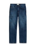 Straight Fit Denim Cargo Jeans