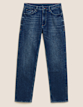 Straight Fit Vintage Wash Stretch Jeans