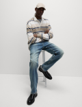 Straight Fit Vintage Wash Stretch Jeans