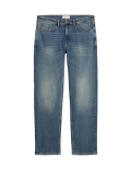 Straight Fit Vintage Wash Stretch Jeans