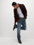Straight Fit Vintage Wash Stretch Jeans