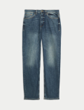 Straight Fit Vintage Wash Stretch Jeans