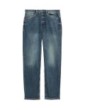 Straight Fit Vintage Wash Stretch Jeans
