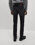 Slim Fit Vintage Wash Crosshatch Jeans