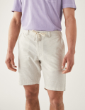 Linen Blend Half-Elasticated Waist Shorts