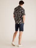 Checked Belted Linen Shorts