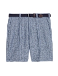 Linen Blend Belted Chino Shorts