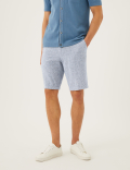 Linen Blend Belted Chino Shorts