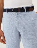 Linen Blend Belted Chino Shorts