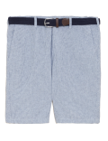 Linen Blend Belted Chino Shorts