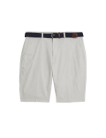 Striped Belted Stretch Chino Shorts
