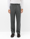 Cotton Rich Relaxed Pleat Front Trousers
