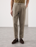 Tapered Fit Cotton Linen Blend Trousers