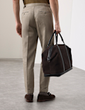Tapered Fit Cotton Linen Blend Trousers