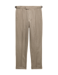 Tapered Fit Cotton Linen Blend Trousers