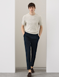 Tapered Fit Cotton Linen Blend Trousers