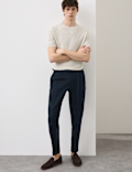 Tapered Fit Cotton Linen Blend Trousers