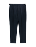Tapered Fit Cotton Linen Blend Trousers